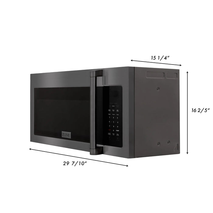 ZLINE 30" Over the Range Microwave in Black Stainless Steel with Traditional Handle & 2 Charcoal Filters, MWO-OTRCFH-30-BS ZLINE Dreamwood Living