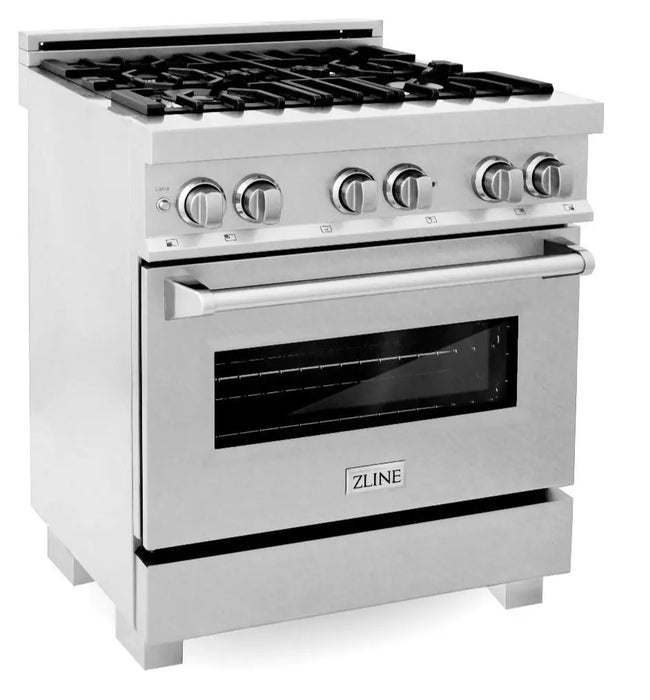 ZLINE 30" Professional Dual Fuel Range in DuraSnow® Stainless Steel, RAS-SN-30 ZLINE