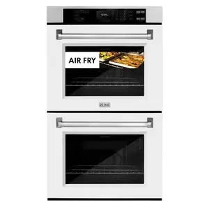 ZLINE 30" Professional True Convection Double Wall Oven with Air Fry and Self Clean in DuraSnow® Stainless Steel with White Matte Doors, WADS-WM-30 ZLINE Dreamwood Living