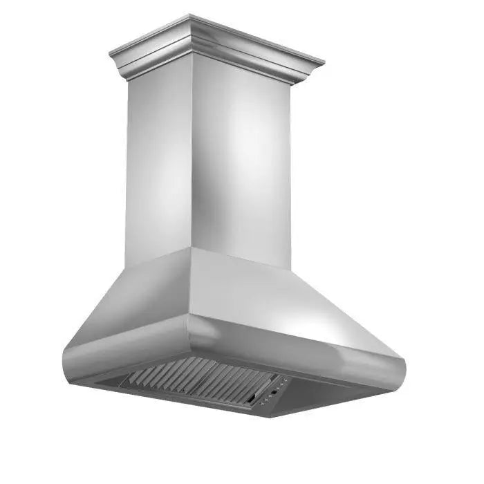 ZLINE 30" Professional Wall Mount Range Hood in Stainless Steel with Crown Molding, 587CRN-30 ZLINE