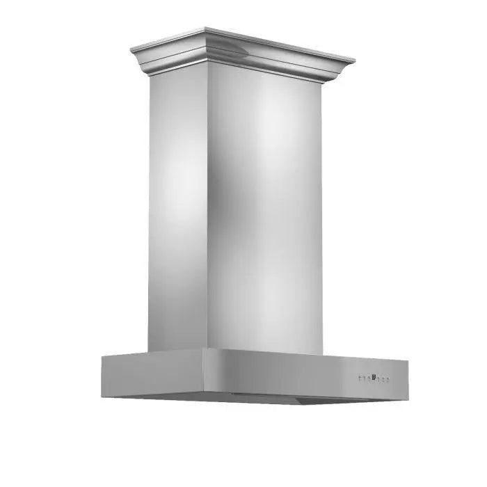 ZLINE 30" Professional Wall Mount Range Hood in Stainless Steel with Crown Molding, KECOMCRN-30 ZLINE Dreamwood Living