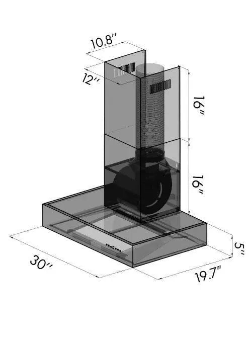 ZLINE 30" Professional Wall Mount Range Hood in Stainless Steel with Crown Molding, KECOMCRN-30 ZLINE Dreamwood Living