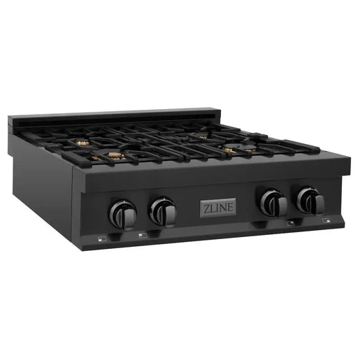 ZLINE 30" Rangetop in Black Stainless with Brass Burners, RTB-BR-30 ZLINE Dreamwood Living