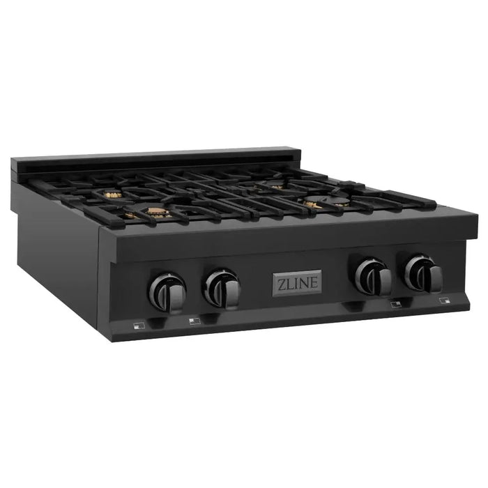 ZLINE 30" Rangetop in Black Stainless with Brass Burners, RTB-BR-30 ZLINE Dreamwood Living