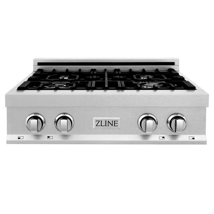 ZLINE 30" Rangetop in DuraSnow® Stainless Steel with 4 Gas Brass Burners And Griddle, RTS-GR-30 ZLINE Dreamwood Living