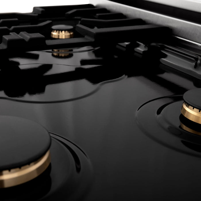 ZLINE 30" Rangetop in Stainless Steel with 4 Gas Brass Burners and Griddle, RT-BR-GR-30 ZLINE Dreamwood Living