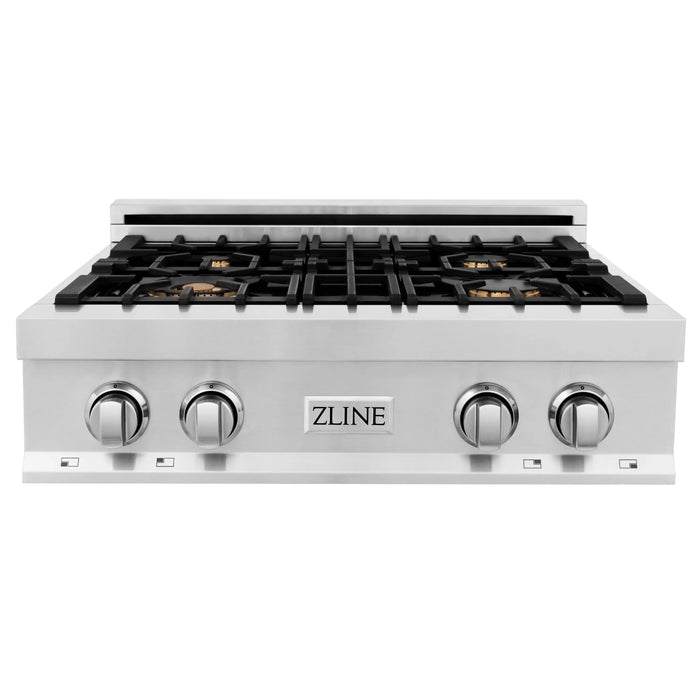 ZLINE 30" Rangetop in Stainless Steel with 4 Gas Brass Burners and Griddle, RT-BR-GR-30 ZLINE Dreamwood Living