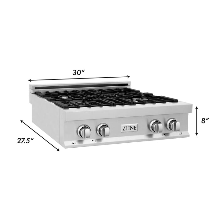 ZLINE 30" Rangetop in Stainless Steel with 4 Gas Burners and Griddle, RT-GR-30 ZLINE Dreamwood Living