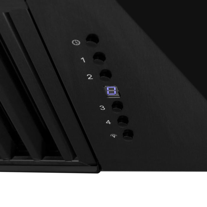 ZLINE 30" Vented Wall Mount Range Hood in Black Stainless Steel with Black Stainless Steel Handle, BS655-30-BS ZLINE Dreamwood Living