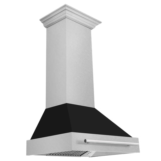 ZLINE 30" Wall Mount Range Hood in DuraSnow® Stainless Steel with Black Matte Shell and Stainless Steel Handle, 8654SNX-BLM-30 ZLINE Dreamwood Living