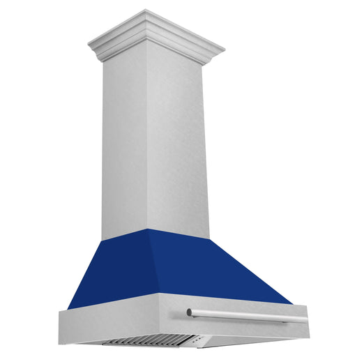 ZLINE 30" Wall Mount Range Hood in DuraSnow® Stainless Steel with Blue Gloss Shell, 8654SNX-BG-30 ZLINE Dreamwood Living