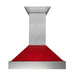 ZLINE 30" Wall Mount Range Hood in DuraSnow® Stainless Steel with Red Gloss Shell, 8654RG-30 ZLINE