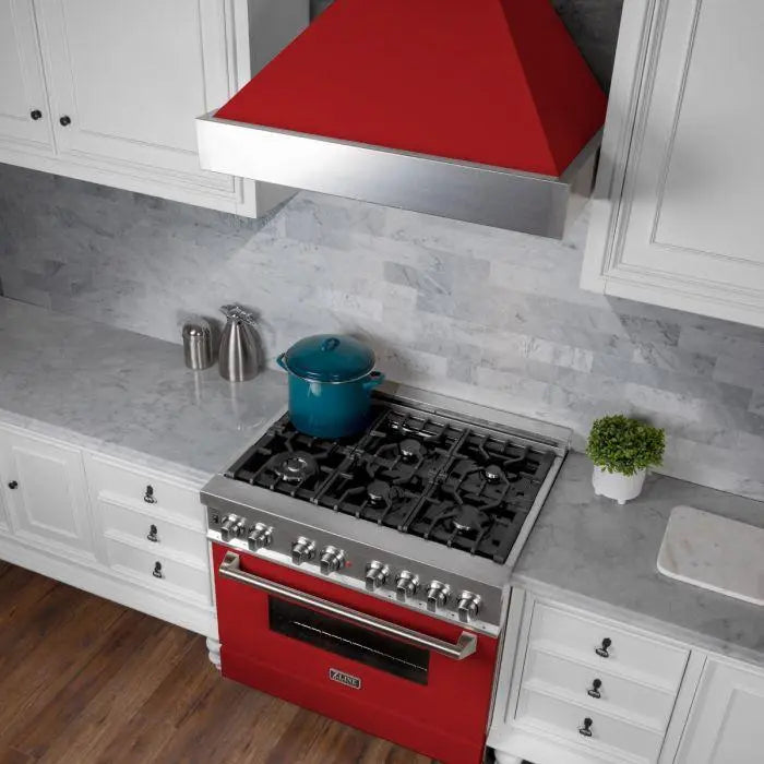 ZLINE 30" Wall Mount Range Hood in DuraSnow® Stainless Steel with Red Matte Shell, 8654RM-30 ZLINE Dreamwood Living