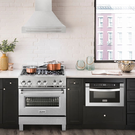 ZLINE 30" Wall Mount Range Hood in DuraSnow® Stainless Steel with Stainless Steel Handle, 8654SNX-30 ZLINE Dreamwood Living