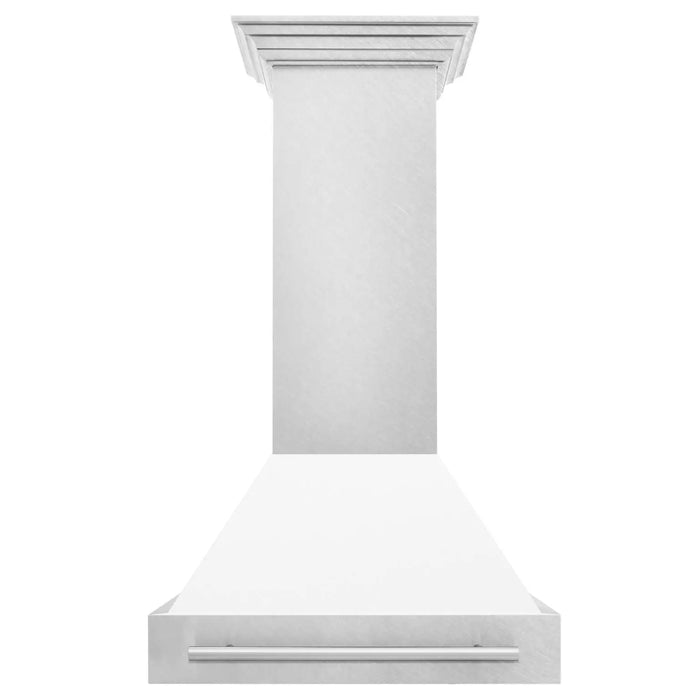 ZLINE 30" Wall Mount Range Hood in DuraSnow® Stainless Steel with White Matte Shell & Stainless Steel Handle, 8654SNX-WM-30 ZLINE Dreamwood Living