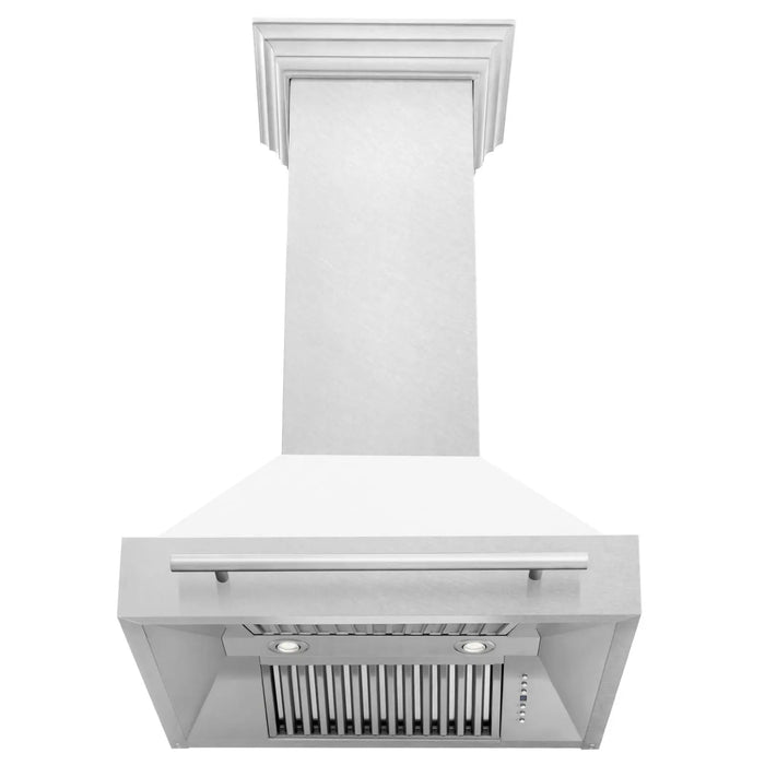 ZLINE 30" Wall Mount Range Hood in DuraSnow® Stainless Steel with White Matte Shell & Stainless Steel Handle, 8654SNX-WM-30 ZLINE Dreamwood Living