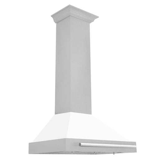 ZLINE 30" Wall Mount Range Hood in DuraSnow® Stainless Steel with White Matte Shell and Stainless Steel Handle, KB4SNX-WM-30 ZLINE Dreamwood Living
