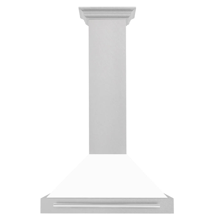 ZLINE 30" Wall Mount Range Hood in DuraSnow® Stainless Steel with White Matte Shell and Stainless Steel Handle, KB4SNX-WM-30 ZLINE Dreamwood Living