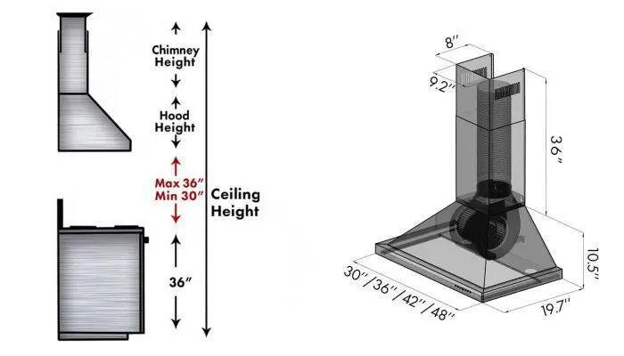 ZLINE 30" Wall Mount Range Hood in DuraSnow® Stainless Steel, 8KBS-30 ZLINE