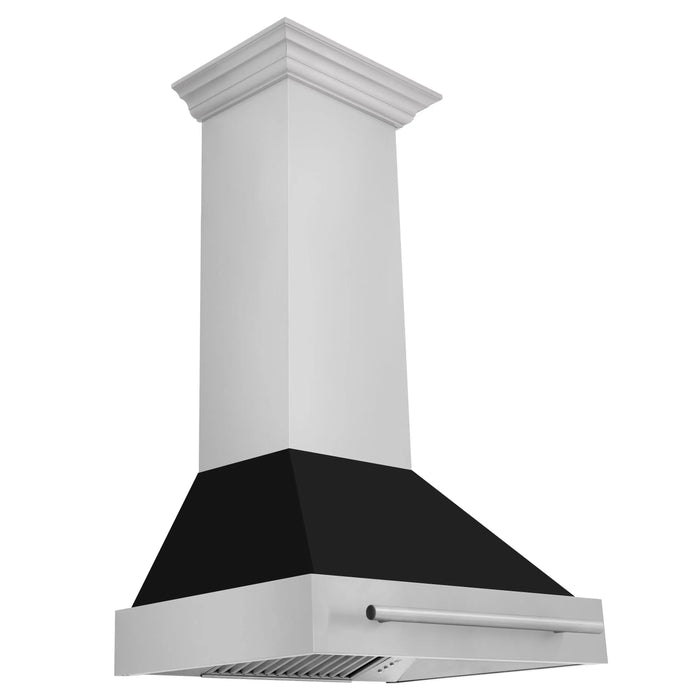 ZLINE 30" Wall Mount Range Hood in Stainless Steel with Black Matte Shell and Stainless Steel Handle, 8654STX-BLM-30 ZLINE Dreamwood Living