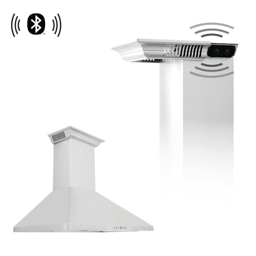 ZLINE 30" Wall Mount Range Hood in Stainless Steel with Built-in CrownSound™ Bluetooth Speakers, KF1CRN-BT-30 ZLINE Dreamwood Living