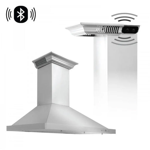 ZLINE 30" Wall Mount Range Hood in Stainless Steel with Built-in CrownSound® Bluetooth Speakers, KBCRN-BT-30 ZLINE Dreamwood Living