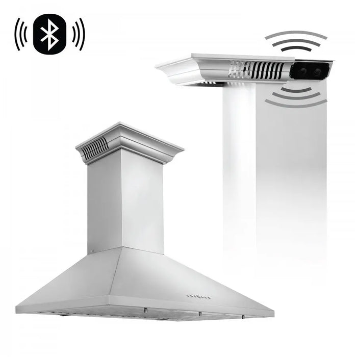 ZLINE 30" Wall Mount Range Hood in Stainless Steel with Built-in CrownSound® Bluetooth Speakers, KL2CRN-BT-30 ZLINE Dreamwood Living