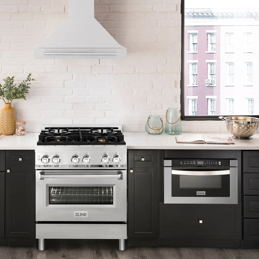 ZLINE 30" Wall Mount Range Hood in Stainless Steel with Stainless Steel Handle, KB4STX-30 ZLINE Dreamwood Living