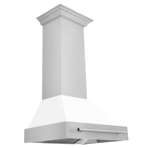 ZLINE 30" Wall Mount Range Hood in Stainless Steel with White Matte Shell & Stainless Steel Handle, 8654STX-WM-30 ZLINE Dreamwood Living