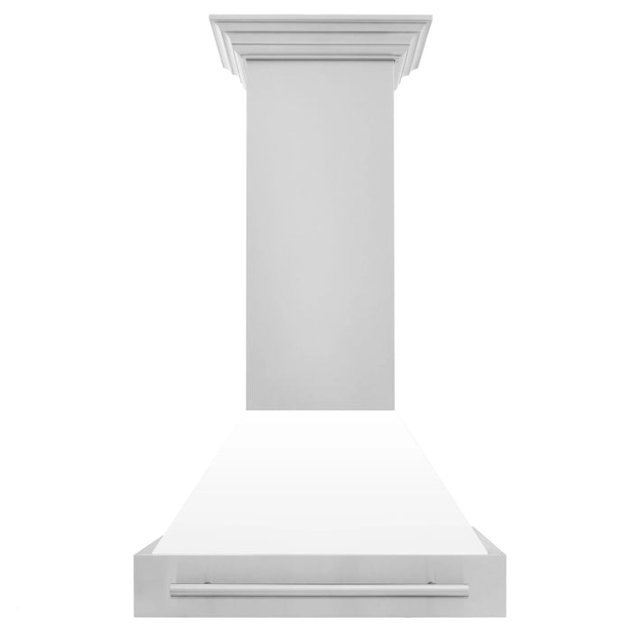 ZLINE 30" Wall Mount Range Hood in Stainless Steel with White Matte Shell & Stainless Steel Handle, 8654STX-WM-30 ZLINE Dreamwood Living