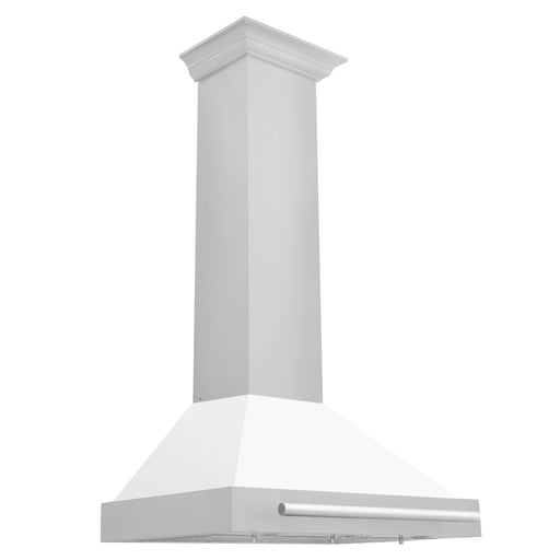 ZLINE 30" Wall Mount Range Hood in Stainless Steel with White Matte Shell and Stainless Steel Handle, KB4STX-WM-30 ZLINE