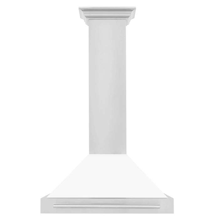 ZLINE 30" Wall Mount Range Hood in Stainless Steel with White Matte Shell and Stainless Steel Handle, KB4STX-WM-30 ZLINE