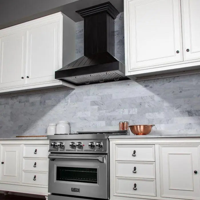ZLINE 30" Wooden Wall Mount Range Hood in Black, KPCC-30 ZLINE