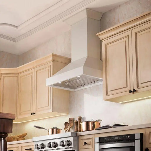 ZLINE 30" Wooden Wall Mount Range Hood in Cottage White, KBTT-30 ZLINE