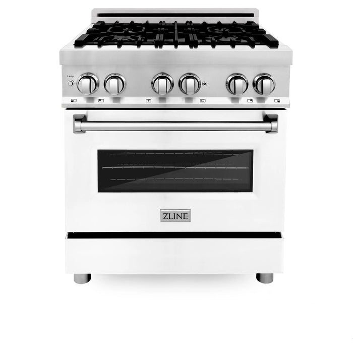 ZLINE 30"Professional Dual Fuel Range in Stainless Steel with White Matte Door, RA-WM-30 ZLINE
