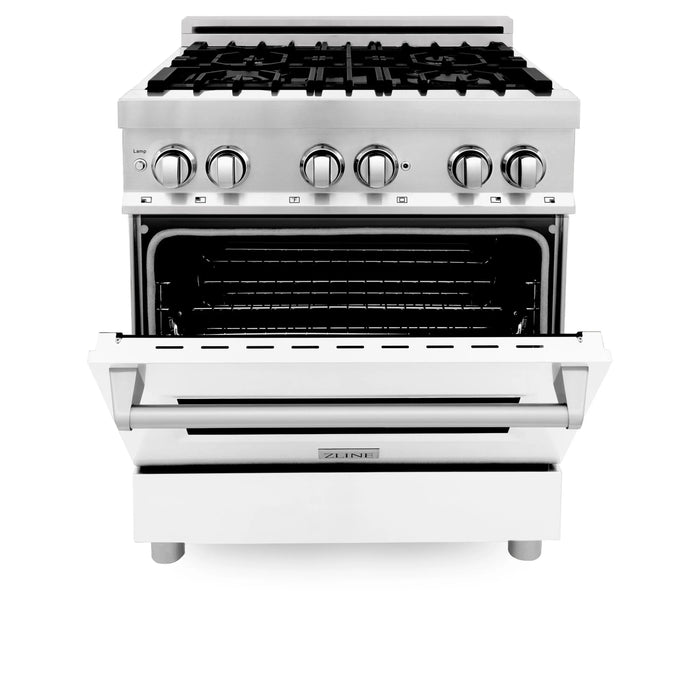 ZLINE 30"Professional Dual Fuel Range in Stainless Steel with White Matte Door, RA-WM-30 ZLINE