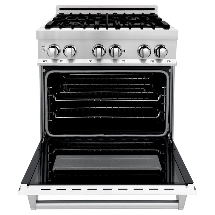 ZLINE 30"Professional Dual Fuel Range in Stainless Steel with White Matte Door, RA-WM-30 ZLINE