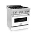 ZLINE 30"Professional Dual Fuel Range in Stainless Steel with White Matte Door, RA-WM-30 ZLINE