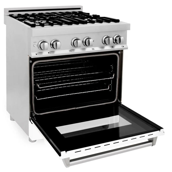 ZLINE 30"Professional Dual Fuel Range in Stainless Steel with White Matte Door, RA-WM-30 ZLINE