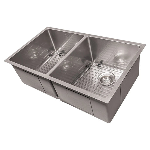 ZLINE 33" Anton Undermount Double Bowl Kitchen Sink in DuraSnow® Stainless Steel with Bottom Grid, SR50D-33S ZLINE Dreamwood Living