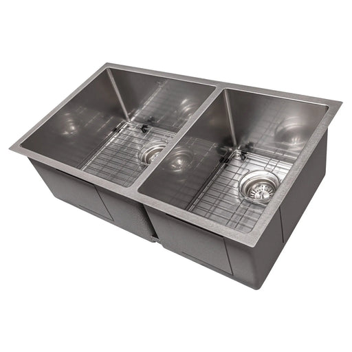 ZLINE 33" Chamonix Undermount Double Bowl Kitchen Sink in DuraSnow® Stainless Steel with Bottom Grid, SR60D-33S ZLINE Dreamwood Living