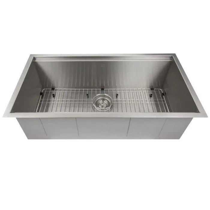 ZLINE 33" Garmisch Undermount Single Bowl Kitchen Sink in Stainless Steel with Bottom Grid and Accessories, SLS-33 ZLINE