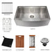 ZLINE 33" Moritz Farmhouse Apron Mount Single Bowl Kitchen Sink in Stainless Steel with Bottom Grid and Accessories, SLSAP-33 ZLINE