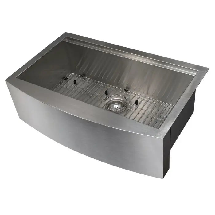 ZLINE 33" Moritz Farmhouse Apron Mount Single Bowl Kitchen Sink in Stainless Steel with Bottom Grid and Accessories, SLSAP-33 ZLINE