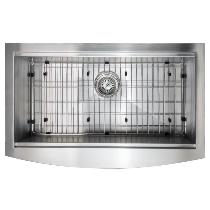 ZLINE 33" Moritz Farmhouse Apron Mount Single Bowl Kitchen Sink in Stainless Steel with Bottom Grid and Accessories, SLSAP-33 ZLINE