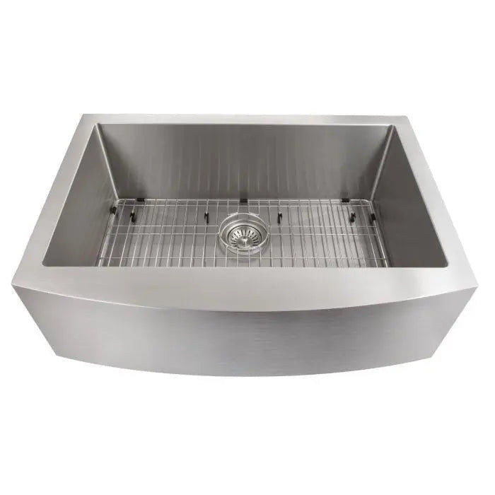 ZLINE 33" Vail Farmhouse Apron Mount Single Bowl Kitchen Sink in Stainless Steel Kitchen Sink with Bottom Grid, SAS-33 ZLINE