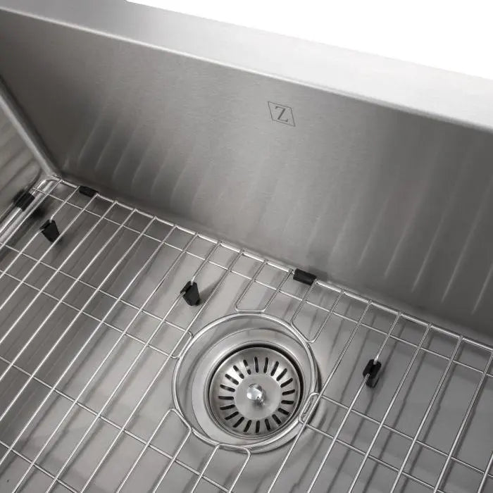ZLINE 33" Vail Farmhouse Apron Mount Single Bowl Kitchen Sink in Stainless Steel Kitchen Sink with Bottom Grid, SAS-33 ZLINE