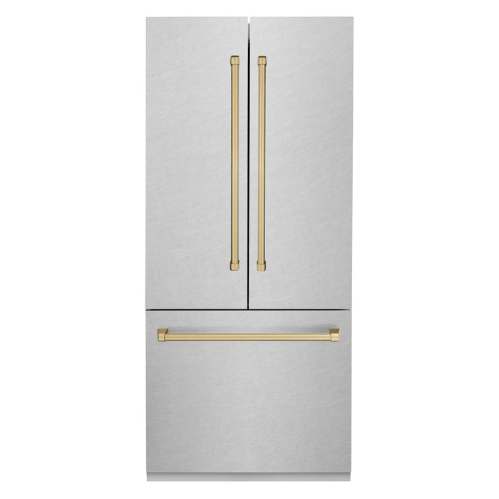 ZLINE 36" Autograph Edition Built-In Refrigerator in Stainless Steel with Champagne Bronze Accents, RBIVZ-SN-36-CB ZLINE Dreamwood Living