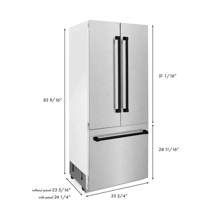ZLINE 36" Autograph Edition Built-In Refrigerator in Stainless Steel with Matte Black Accents, RBIVZ-SN-36-MB ZLINE Dreamwood Living