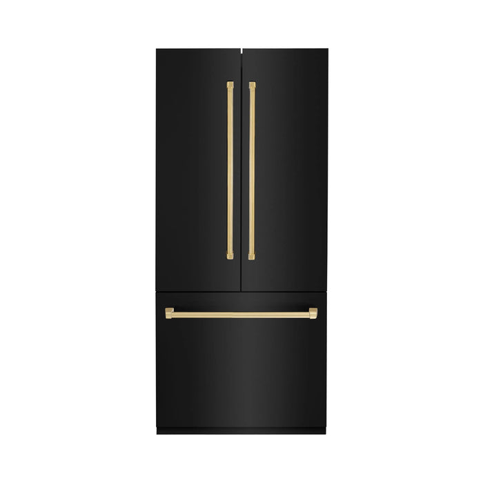 ZLINE 36" Autograph Edition Built-in Refrigerator in Black Stainless Steel with Gold Accents, RBIVZ-BS-36-G ZLINE Dreamwood Living